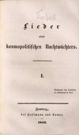 Lieder eines kosmopolitischen Nachtwächters