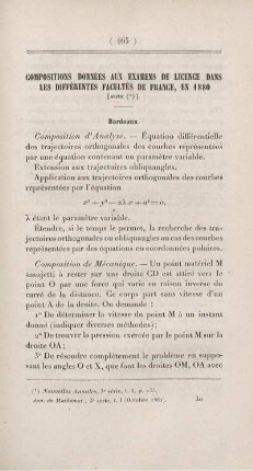 Compositions données aux examens de licence dans les différentes Facultés de France, en 1880.
