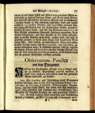 Observations-Puncten vor den Dragoner.