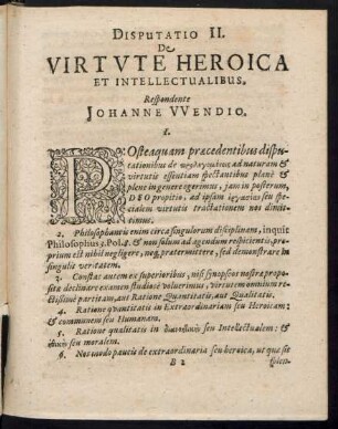 Disputatio II. De Virtute Heroica Et Intellectualibus ...