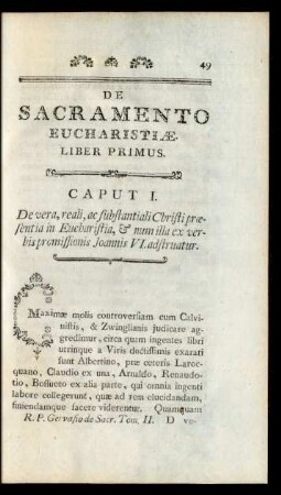 Des Sacramento Eucharistiae. Liber Primus
