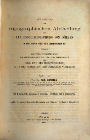 Archiv für die naturwissenschaftliche Landesdurchforschung von Böhmen, 2,1/2. 1872/77