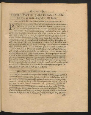 Exercitatio Iustinianea XX. Ad Tit. 23. cum 2 seqq. Lib. III. Instit.