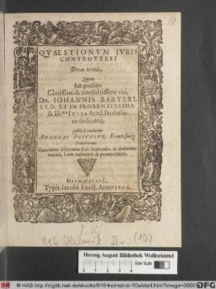Quaestionum Iuris Controversi Decas tertia