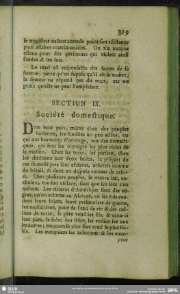 Section IX. Société domestique