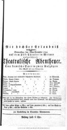 Theatralische Abentheuer