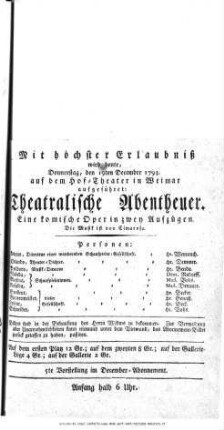 Theatralische Abentheuer