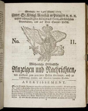 No. 11. Montags, den 14ten Martii 1763.