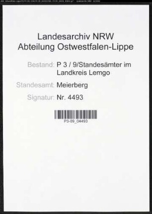 Sterberegister Standesamt Meierberg
