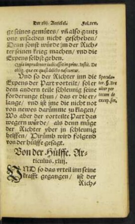 Von der Hülffe. Articulus. xliii.