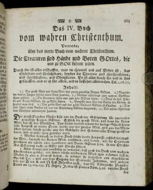 Vorrede, über das vierte Buch vom wahren Christenthum.