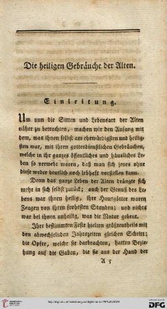 Die heiligen Gebräuche der Alten