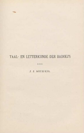 Taal- en letterkunde der Badoej's