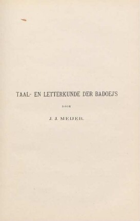 Taal- en letterkunde der Badoej's