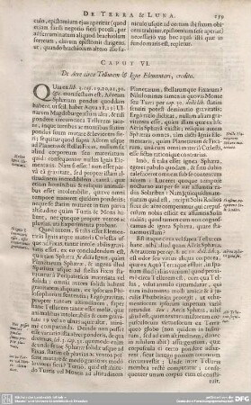CAPUT VI. De Aere circa Tellurem & Igne Elementari, credito.