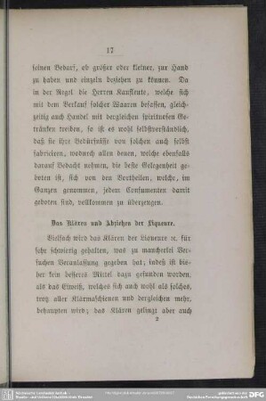 Das Klären und Abziehen der Liqueure
