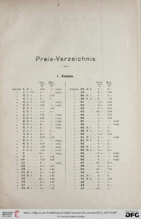 Preis-Verzeichnis