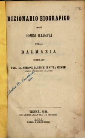 Dizionario biografico degli uomini illustri della Dalmazia