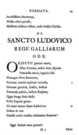 De Sancto Ludovico Rege Galliarum Ode.