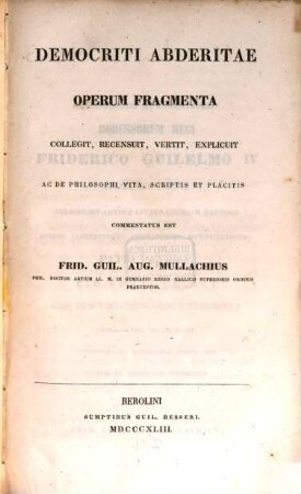 Democriti Abderitae Operum Fragmenta
