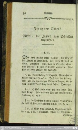 Zweyter Theil. Mittel, die Jugend zum Schreiben anzuführen