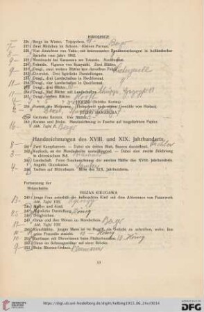 Handzeichnungen des XVIII. und XIX. Jahrhunderts (Nr. 241-417)