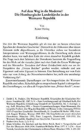 Auf dem Weg in die Moderne? : Die Hamburgische Landeskirche in der Weimarer Republik