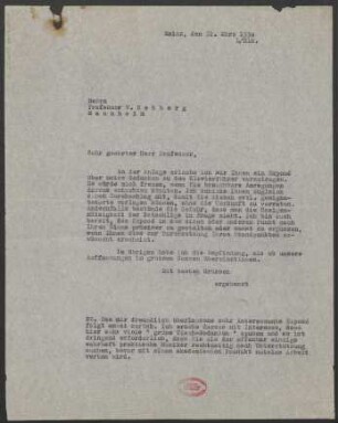 Brief an Willy Rehberg : 31.03.1930