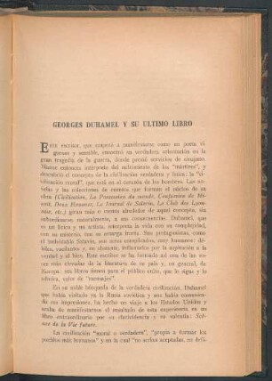 Georges Duhamel y su último libro