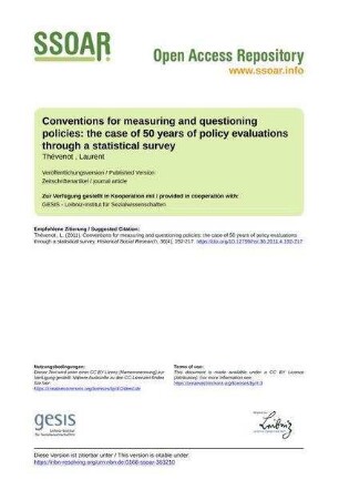 Conventions for measuring and questioning policies: the case of 50 years of policy evaluations through a statistical survey