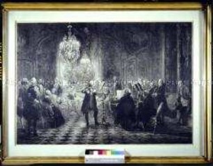 Das Flötenkonzert Friedrichs des Großen in Sanssouci (unter Glas gerahmt)