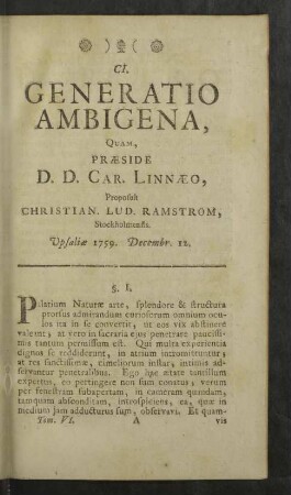 CI. Generatio Ambigena