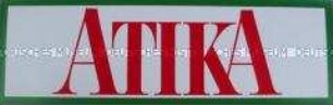 Werbeaufkleber für "Atika"-Zigaretten