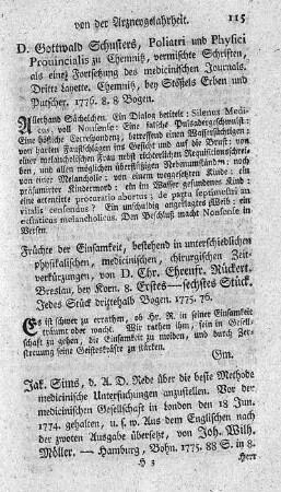 Rede über die beste Methode medicinische Untersuchungen anzustellen.