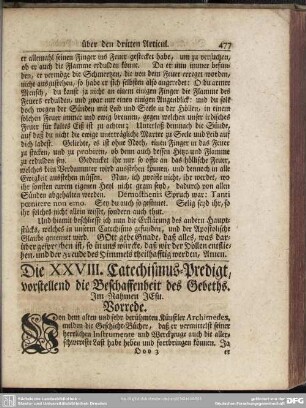 Die XXVIII. Catechismus-Predigt, vorstellend die Beschaffenheit des Gebeths. Im Namen Jesu