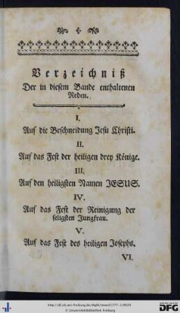 Verzeichniß der in diesem Bande enthaltenen Reden.