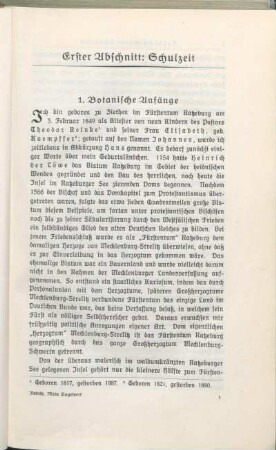 Erster Abschnitt: Schulzeit