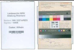 Entnazifizierung Wilhelm Dueker , geb. 27.05.1900 ()