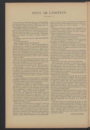 Note De L'Éditeur