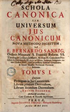 Schola Canonica Seu Universum Jus Canonicum. 1