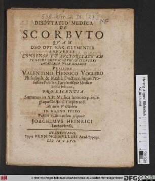 Disputatio Medica De Scorbuto
