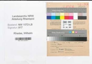 Entnazifizierung Wilhelm Rhades , geb. 11.06.1890 (Kontorist)