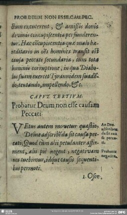 Caput Tertium. Probatur Deum non esse causam Peccati