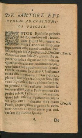 De Autore Epistolae Ad Corinthios Prioris.