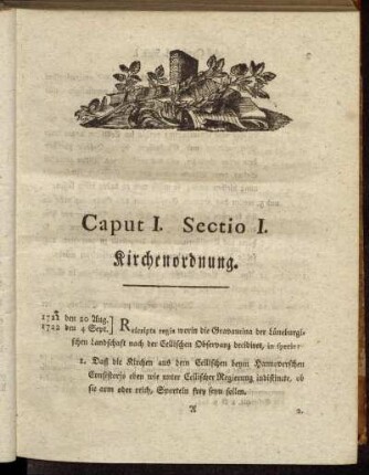 Sectio I. Kirchenordnung.