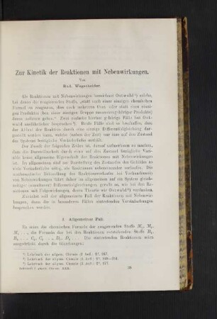 Zur Kinetik der Reaktionen mit Nebenwirkungen