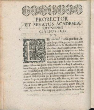 Prorector Et Senatus Academiæ Kiloniensis Civibus Suis S. D.