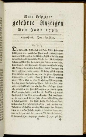 17tes Stück. Den 1sten Merz.