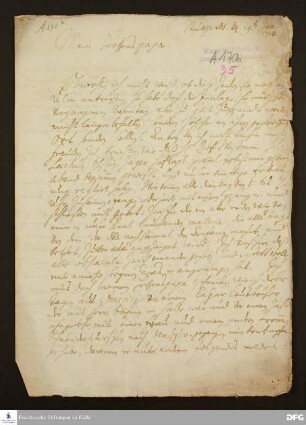 Brief von Samuel Urlsperger an August Hermann Francke.