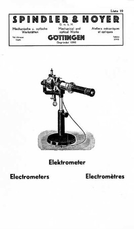 Liste 19: Elektrometer - Electrometers - Electromètres